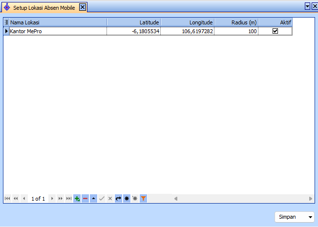 Form Setup Lokasi Absen