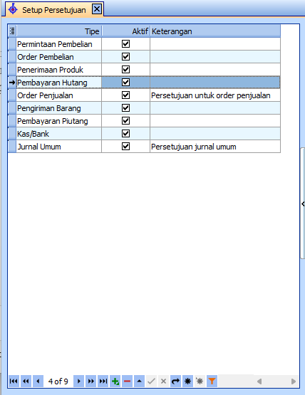 Form Setup Tipe Persetujuan