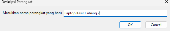 Isian deskripsi perangkat pada registrasi Feat