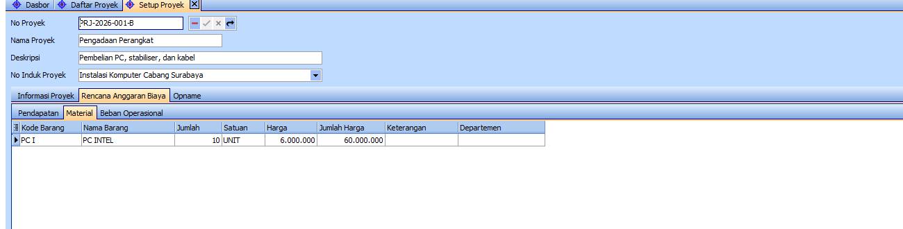 RAB Material tahap Pengadaan Perangkat