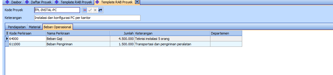 Template RAB tab Beban Operasional