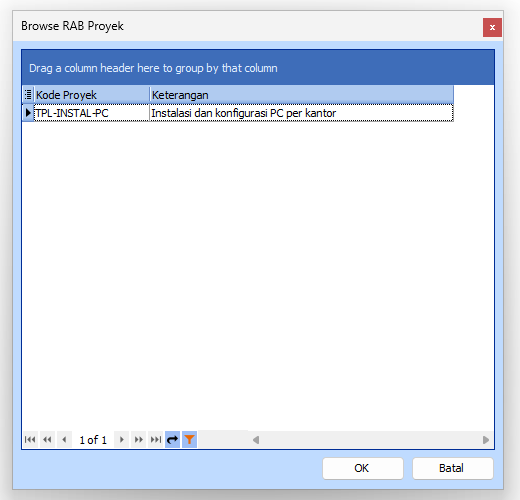Dialog memilih template RAB