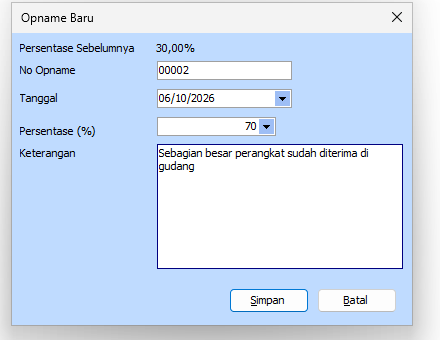 Dialog Opname Baru